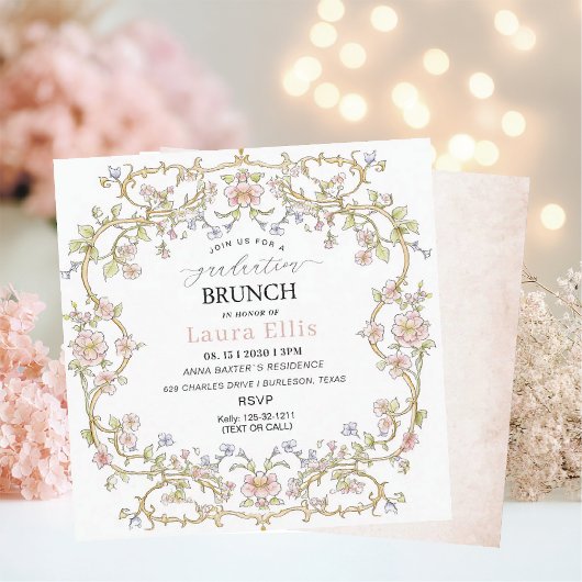Invitation Graduation Brunch elegant modern watercolor