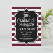 Invitation Graduation - Burgundy Argent Noir Blanc (Debout devant)