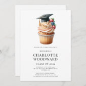 Invitation Graduation Cap Cupcake illustration Grad Party (Devant / Derrière)