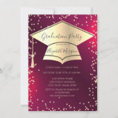 Invitation Graduation Cap,Diamonds Frame Red Graduation (Devant)