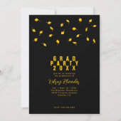 Invitation Graduation Cap Toss Black & Gold Grad Party (Devant)