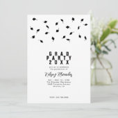 Invitation Graduation Cap Toss Black & White Grad Party (Debout devant)