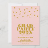 Invitation Graduation Cap Toss Blush & Gold Grad Party (Devant)