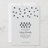 Invitation Graduation Cap Toss Silver & Black Grad Party (Devant)