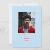 Invitation Graduation Cap Toss Sky Blue & Red Grad Party (Dos)