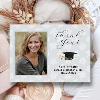 Invitation Graduation Caps Photo Thank You Message Cards