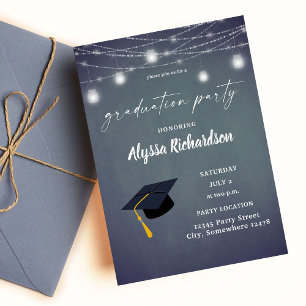 Invitation Graduation Casquette Chalkboard Graduation Party B