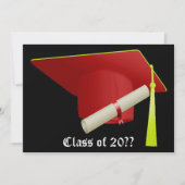 Invitation Graduation Casquette rouge (Devant)