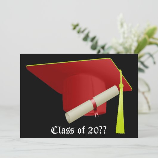 Invitation Graduation Casquette rouge (Debout devant)
