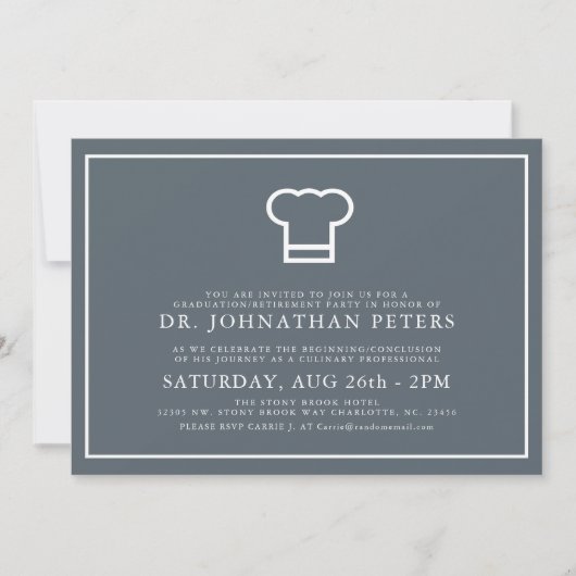 Invitation Graduation Chef minimale|Invitation de retraite (Devant)