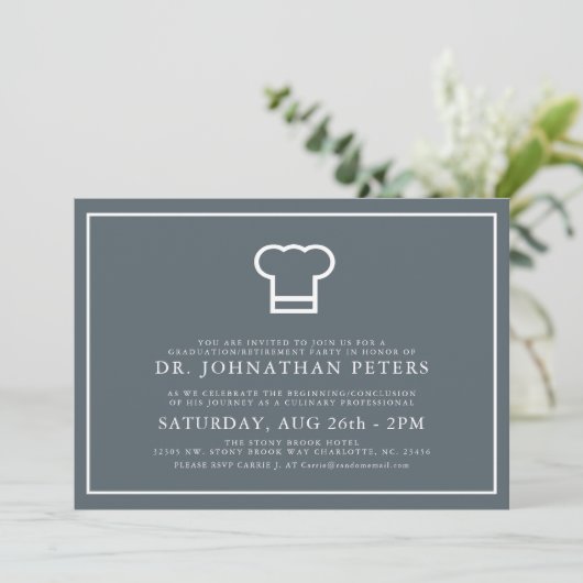 Invitation Graduation Chef minimale|Invitation de retraite (Debout devant)