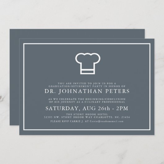 Invitation Graduation Chef minimale|Invitation de retraite (Devant / Derrière)
