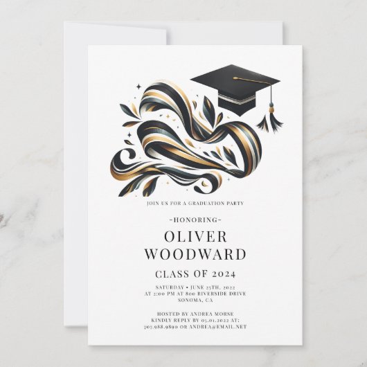 Invitation Graduation Class of 2024 illustration Grad Party (Devant)