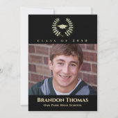 Invitation Graduation Classique Photo Lauréat Laurel Gold (Devant)