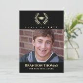 Invitation Graduation Classique Photo Lauréat Laurel Gold (Debout devant)