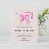 Invitation Graduation Coquette Bow Rose (Debout devant)