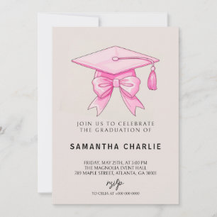 Invitation Graduation Coquette Bow Rose