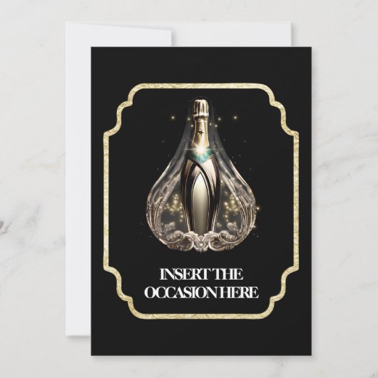Invitation Graduation cravate noire anniversaire vin mousseux (Devant)