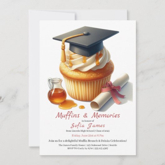 Invitation Graduation Cupcake Brunch Celebration (Devant)
