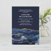 Invitation Graduation d'âge bleu et or de la Marine (Debout devant)