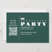 Invitation Graduation Dark Green Classe Photo De 2023 QR (Dos)