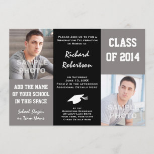 Invitation Graduation de 2014 de l'élégant Grey and Black You