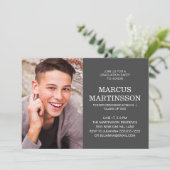 Invitation Graduation de 2 faces gris 3 Photo (Debout devant)