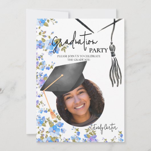 Invitation Graduation de calligraphie d'encre minimaliste (Devant)