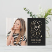 Invitation Graduation de couleur modifiable de l'année stella (Debout devant)