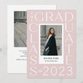 Invitation Graduation de couleur modifiable du cadre de lettr (Devant / Derrière)