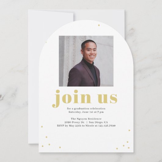 Invitation Graduation de couleur modifiable tout simplement f (Dos)