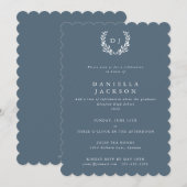 Invitation Graduation de la couronne de laurier de monogramme (Devant / Derrière)
