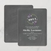 Invitation Graduation de la couronne florale violette inspiré (Devant / Derrière)