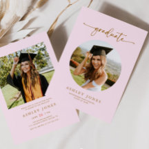 Graduation de la fille photo moderne rose et or