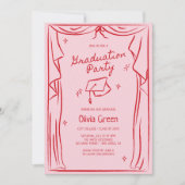 Invitation Graduation de la main dessinée blanc blanc (Devant)