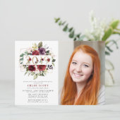 Invitation Graduation de la photo de couleur rouge violet (Debout devant)