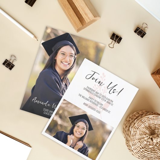 Invitation Graduation de la photo de script moderne