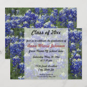 Invitation Graduation de la photo de terrain du Texas Bluebon (Devant / Derrière)