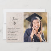 Invitation Graduation de la photo florale beige (Dos)