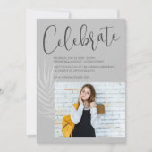 Invitation Graduation de la photo gris moderne (Devant)