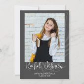 Invitation Graduation de la photo gris moderne (Dos)