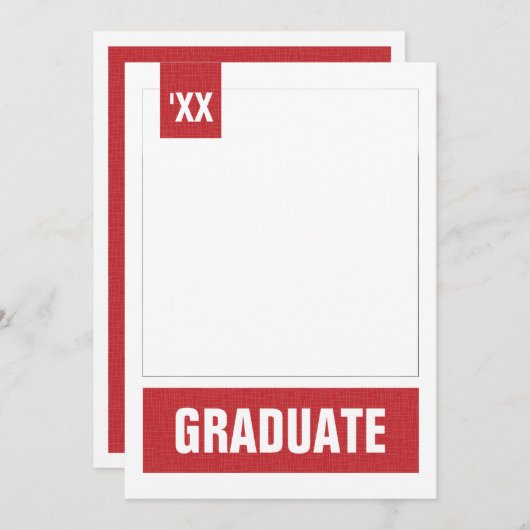 Invitation Graduation de la photo texturée moderne rouge (Devant / Derrière)