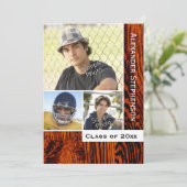 Invitation Graduation de la plaque de bois rustique (Debout devant)