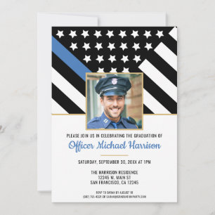 Invitation Graduation de la police Ligne bleue Police Applica