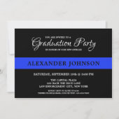 Invitation Graduation de la police mince ligne bleue (Dos)