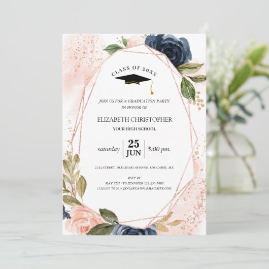 Invitation Graduation de la structure géométrique florale de  (Debout devant)