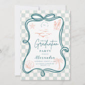 Invitation Graduation de la trame de vague côtière dessinée à (Devant)