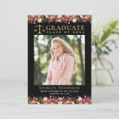Invitation Graduation de l'école de droit moderne Pink Floral (Debout devant)