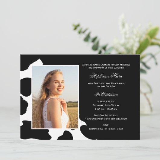 Invitation Graduation de l'impression multiphoto de vache (Debout devant)