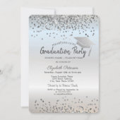 Invitation Graduation de Parties scintillant d'argent Cap Con (Devant)